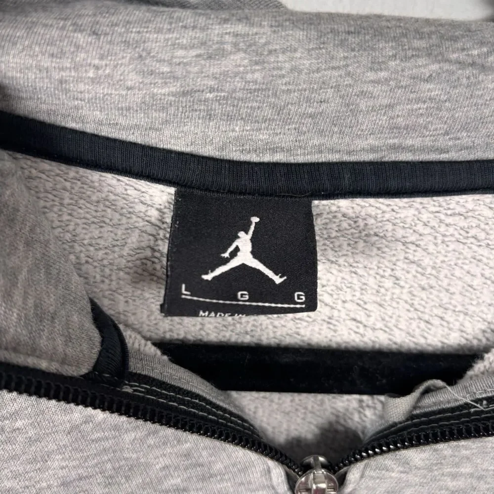 Jordan L Gray 1/2 Zip Hoodie Pullover Athletic Streetwear Black Trim